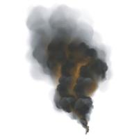 Black smoke with orange backlight from fire. vector