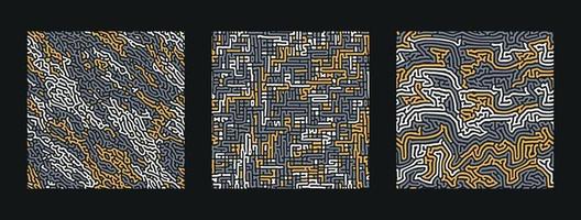Collection of turing abstract seamless pattern. vector