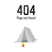 Page not found Error 404. Tent stay. Vector illustration