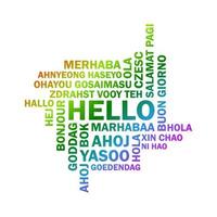 Text seamless pattern with word hello in different languages. vector