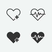 conjunto de icono aislado de vector de corazón médico para web