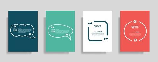 Quotes frame blank templates set, Text in brackets, citation empty speech bubbles. Text bos isolated on color background. vector