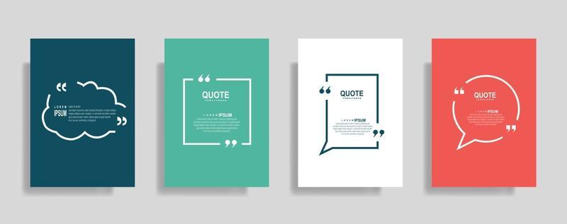 Quotes frame blank templates set, Text in brackets, citation empty speech bubbles. Text bos isolated on color background.