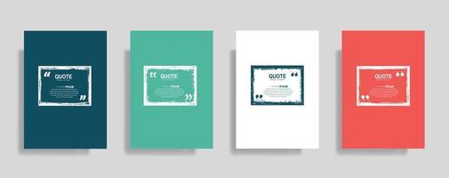 Quotes frame blank templates set, Text in brackets, citation empty speech bubbles. Text bos isolated on color background. vector
