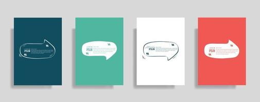 Quotes frame blank templates set, Text in brackets, citation empty speech bubbles. Text bos isolated on color background. vector