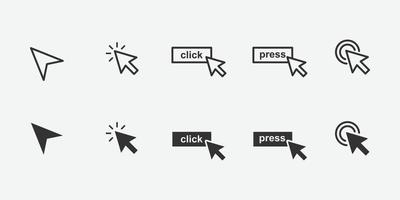 conjunto de iconos de cursor de clic de ratón de computadora vector
