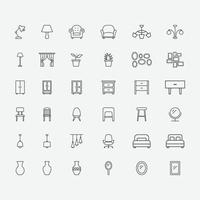 Ilustración vectorial de conjunto de iconos aislados de muebles para el hogar. vector