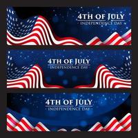 4th of July Banner with Realistic American Flag vector