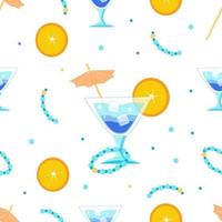 Seamless pattern with cocktail and oranges vector