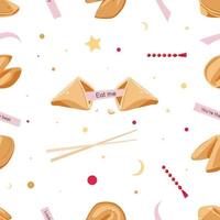 Seamless Cookie Pattern with predictions and beads vector