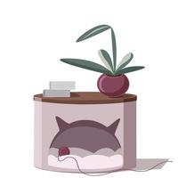 casa de gato en forma de mesita de noche vector