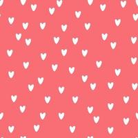 Seamless pattern of white hearts on a red background in a flat style