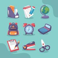 Set of School Stationery Icon vector
