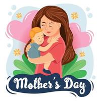 Happy Mother's Day by Holding Child vector
