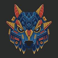 Abstract Colorful Ornament Doodle Art Wolf vector