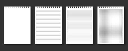 Blank notebook paper sheets set vector