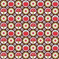 apples mushrooms and daisy retro seamless pattern vector