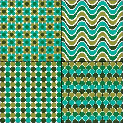 blue green retro mod seamles patterns