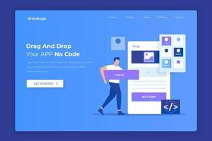 Flat design of drag and drop app builder concept vector