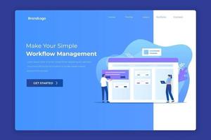 Manage workflow landing page concept vector