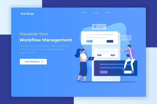 Flat design manage your workflow landing page concept vector