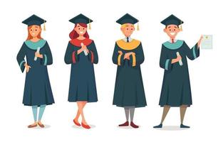 conjunto de personaje de estudiante de graduación vector