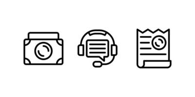 money, customer service, invoice line icon set vector