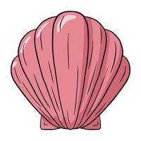 Hand drawn pink sea shell vector illustration