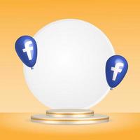 facebook balloon icons around podium vector
