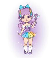 rainbow cute violet chibi girl