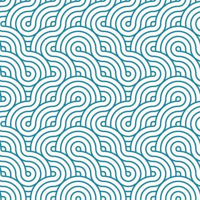 Blue and white stripes weaving texture. Japanese style wavy lines seamless pattern. Print block for fabric, apparel textile, wrapping paper. Minimal oriental vector graphic.