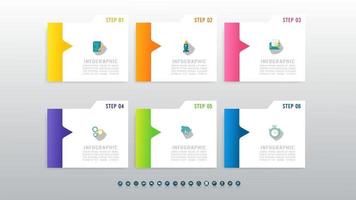 Presentation business 6 options infographic template with marketing icon design. vector