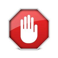 No entry hand sign on white background, vector illustration