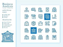 Business analysis icon pack outline style vector