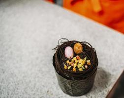 Easter cupcake on table photo