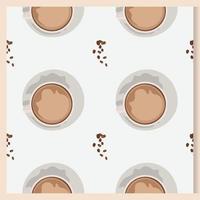 seamless patterns with a cup of coffee and chocolate with coffee beans isolated on a white background vector