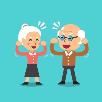 abuelos felices vector ilustración de dibujos animados