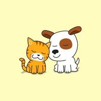 Vector cartoon character cute cat and dog