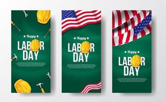 Labor day social media stories vector