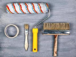 Set of tools for painting and repairing walls photo