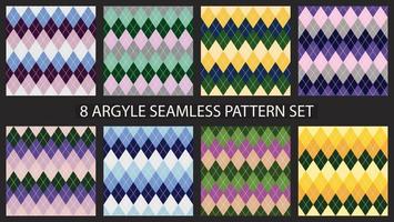 Argyle seamless pattern set. Textile colorful backgrounds. Vector