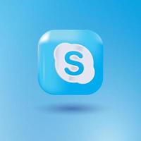 Skype 3d icon vector