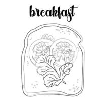 outline of the toast with tomatoes and parsley vector