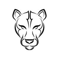 Black and white line art of cougar head. Good use for symbol, mascot, icon, avatar, tattoo, T Shirt design, logo or any design you want. vector