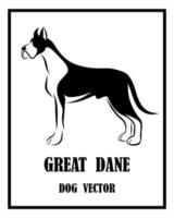 gran danés, perro, blanco y negro, vector, eps, 10 vector