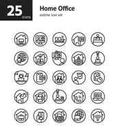 Home Office outline icon set. vector