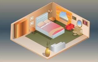 Isometric Bed Room Illustration
