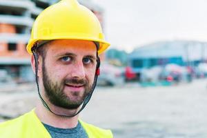 Building construction worker engineer posing photo