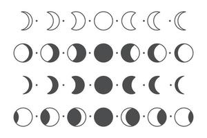 Vector lunar phase of the moon Simple circle shape design Isolated on white background.