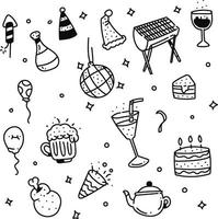Party doodle style. Party drawing style vector